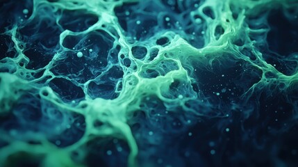 Abstract Close-Up of Bright Green Fluid Texture in Dark Background