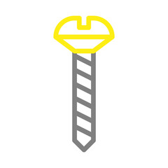 Yellow and gray screw icon. Concept of construction, repair, and hardware.