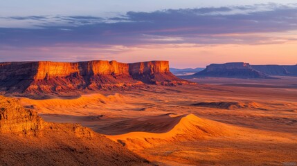 Breathtaking Desert Landscape at Sunset with Rocky Formations