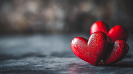 Fototapeta premium Valentines Day Background with Red Hearts and Romantic Love Theme Banner