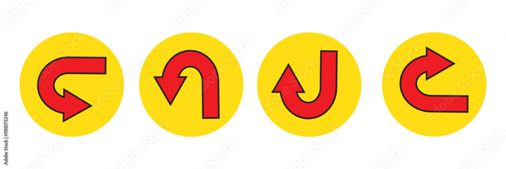 Poster print u-turn arrow icon design in flat style. 1176