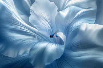 Blue flower with fly.