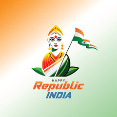 26 January- Happy Republic Day of India celebration,6th January india 3d text and Ashoka Wheel, try color hand, man running with indian flag, india gate. vector illustration design