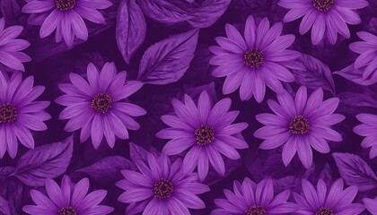 Obraz premium seamless flower pattern on Purple,flower, ornament, wallpaper, art, vintage, beauty, design, floral, nature, pattern, 78