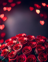 red roses, heart, Valentine, copyspace, Generated image