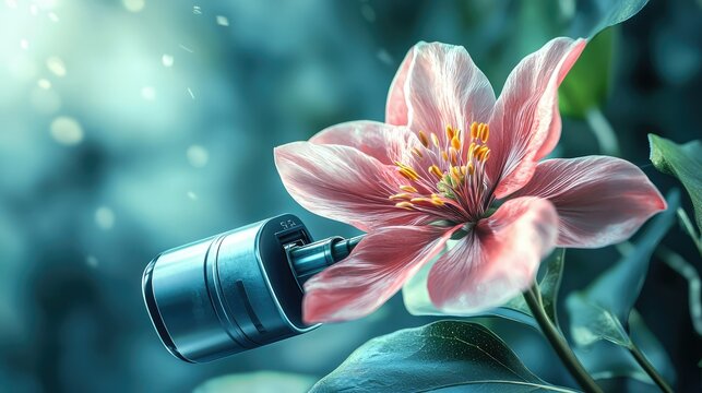 Floral Beauty Meets Technology in Creative Contrast and Harmony