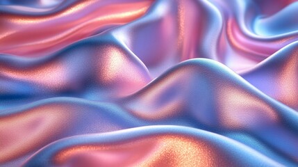 Obraz premium Pastel Blue and Pink Satin Textures with Holographic Effect