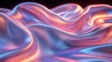 Obraz premium Pastel Blue and Pink Satin Textures with Holographic Effect