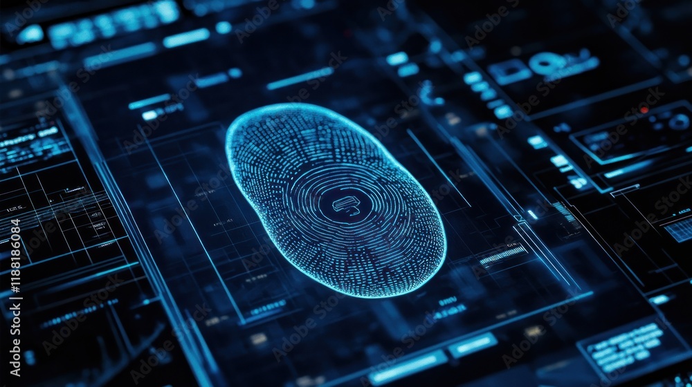 Leinwandbilder Digital Fingerprint Authentication System Interface Display