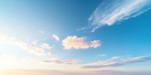 Fototapeta premium serene sky with soft pastel clouds and radiant blue backdrop evokes tranquility and peace