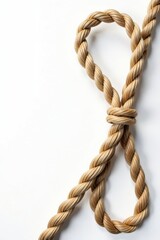 Twisted, brown nautical rope against white backdrop , brown rope, texture