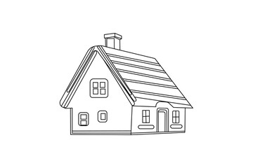 Modern Minimalist Single-Line House Drawing housing market branding vector illustration