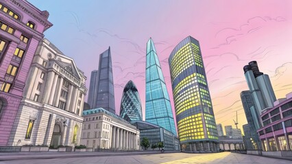 Obraz premium downtown city skyline