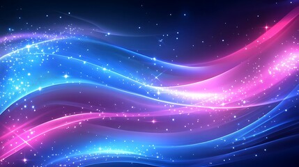 Obraz premium Abstract Blue Pink Wave Light Sparkle Design