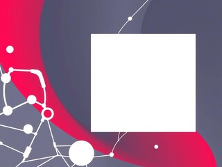 STEM red square frame with white background, modern, minimalist, thin line, molecule, science, technology, education, innovation, abstract, geometric, vector illustration, style, innovation, white