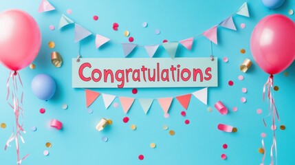 Festive Balloons Celebrate Congratulations With Confetti