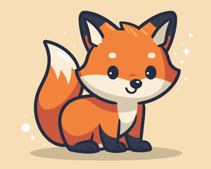 Obraz premium Cute cartoon fox. Vector illustration of a cute little fox