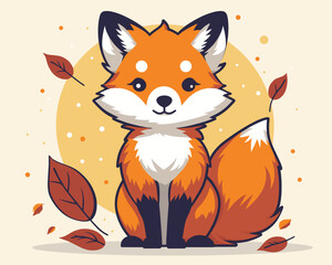 Fototapeta premium Cute red fox. Vector illustration of a cartoon character