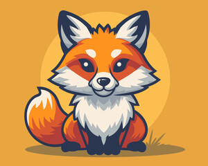 Obraz premium Cute red fox. Vector illustration of a cartoon character