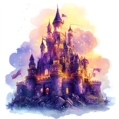 Majestic Fantasy Castle at Sunset