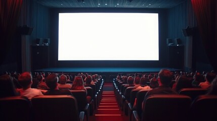 Fototapeta premium Empty cinema screen with audience.