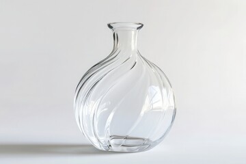 Glass bottle, wide mouth, gourd shape, curved design, spiral texture