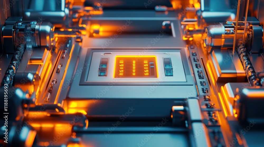 Poster futuristic advanced processor chip technology display