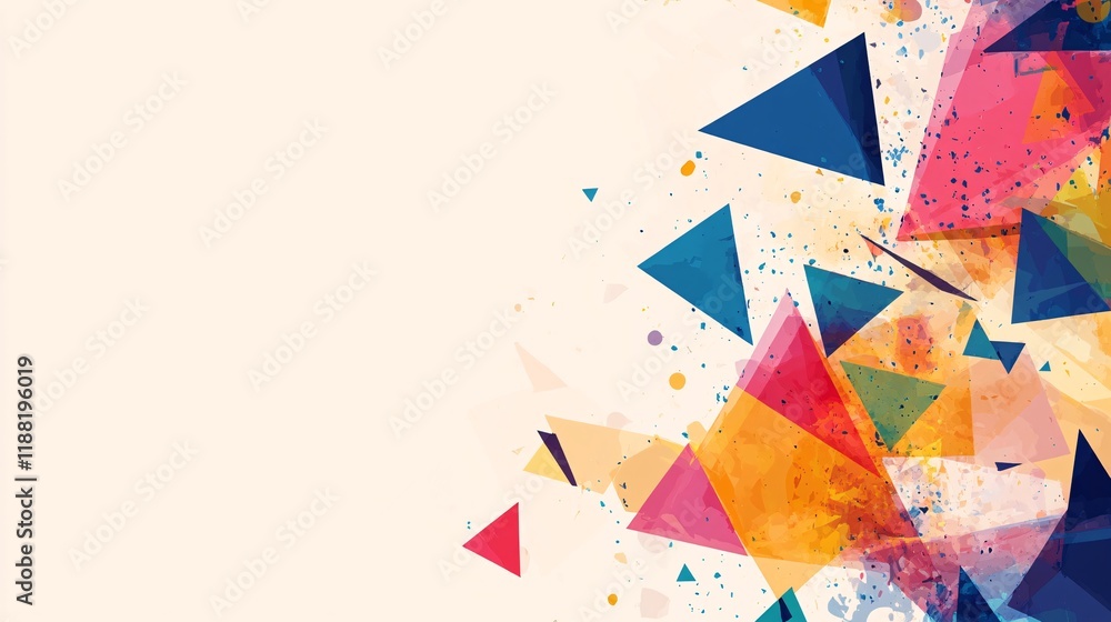 Poster colorful abstract geometric shapes creating a vibrant visual effect.
