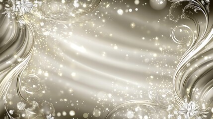Elegant Silver Floral Design With Sparkling Background