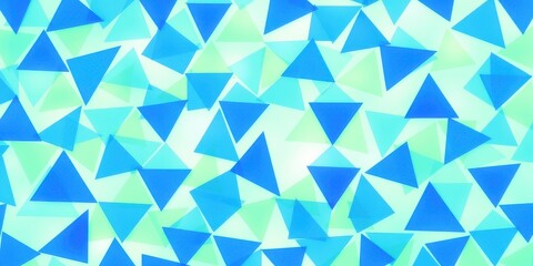 Abstract Background Featuring a Scattered Arrangement of Translucent Blue and Green Triangles on a White Background