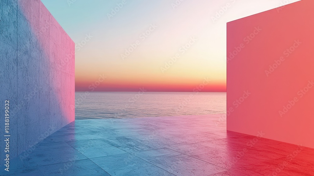 Aufkleber a minimalistic design with a bold color gradient and a large area of empty space for text.