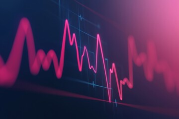 Digital heart monitor displaying fluctuating vital signs on a vibrant gradient background