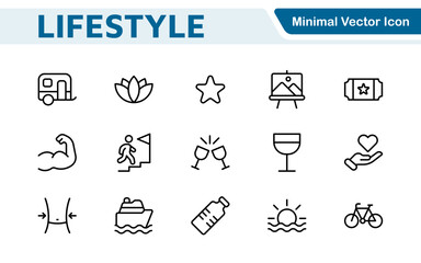 Lifestyle Icon Set. A chic and versatile collection of icons representing wellness, hobbies, daily living, lifestyle, and personal growth.