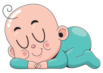 Cute Cartoon Baby Sleeping Peacefully