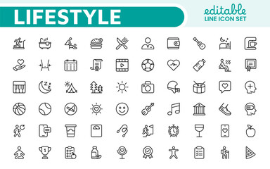 Lifestyle Icon Set. A chic and versatile collection of icons representing wellness, hobbies, daily living, lifestyle, and personal growth.