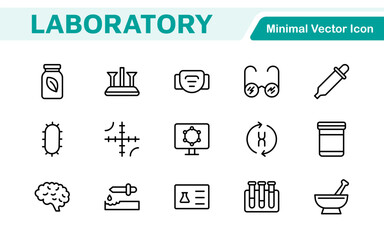 Fototapeta premium Laboratory Icon Set. A meticulously designed collection of icons for scientific research, experimentation, and research presentations to convey professionalism and innovation.