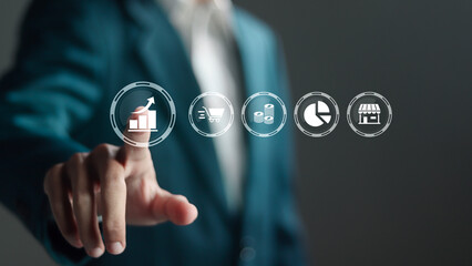 Sale growth concept. Increase in sales volume for ecommerce growth.