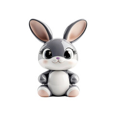 Adorable 3D Render of a Cute Gray Bunny Rabbit Sitting