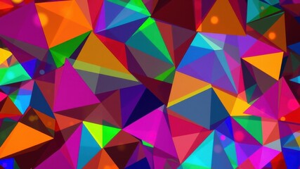 Obraz premium Abstract Geometric Pattern of Interlocking Triangles with Vibrant Colors and Subtle Bokeh Effects