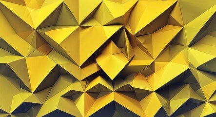 Obraz premium Layered geometric triangles in various yellow gradients creating depth on a yellow pattern background