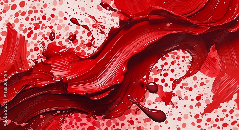 Wall mural organic red brush strokes and splashes for an artistic abstract design in red pattern background