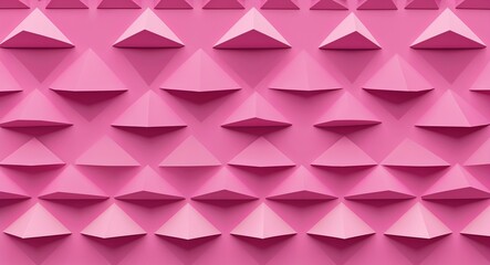 Fototapeta premium Minimalistic pink triangles in a repeating geometric formation across a pink pattern background
