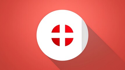 Obraz premium Red Cross Symbol in White Circle on Red Background