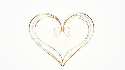 A delicate golden heart shape formed by intertwining lines with a subtle butterfly design in the center