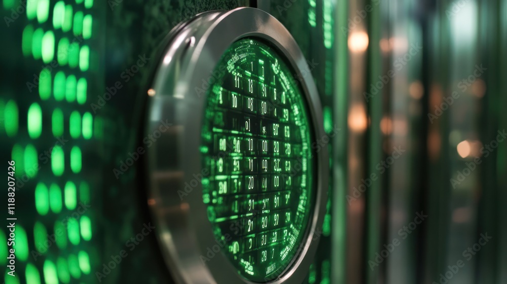 Poster Green Digital Display Panel Shows Numerical Data