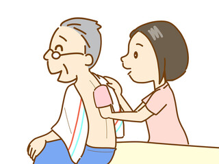 清拭、身体の清潔を保つ介護をする