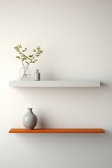 Elegant modern shelves adorned with minimalist vases and fresh greenery, enhancing contemporary home decor.