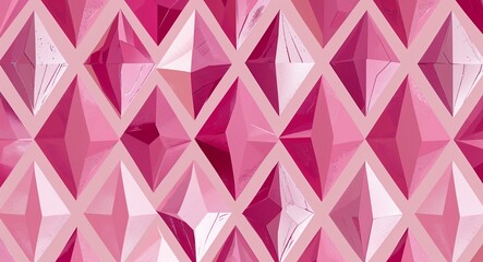Fototapeta premium Soft pink diamond shapes arranged in an abstract pattern for a light and playful design in pink pattern background