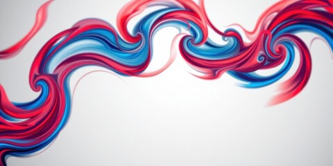 Abstract Swirling Lines of Blue and Red Hues on a White Background