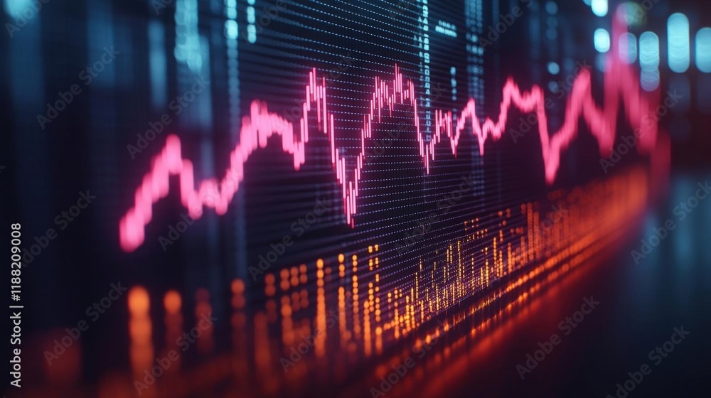 Aufkleber dynamic stock market data visualization: abstract financial chart with glowing lines